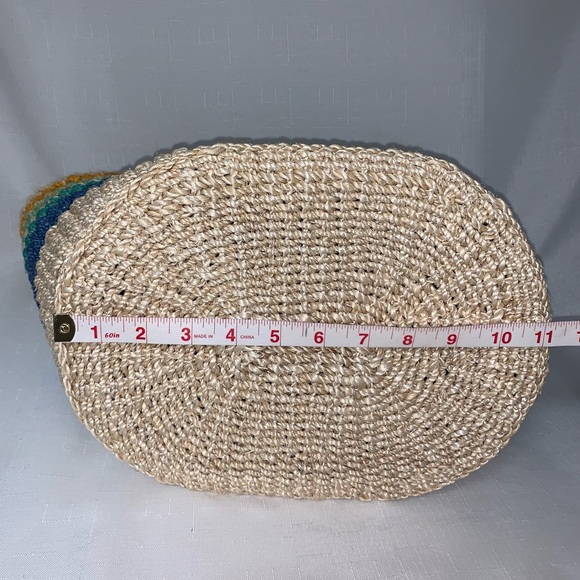 Colorful Rattan Woven Beach Tote Bag Large Summer Striped Raffia Straw Travel - Picture 10 of 13